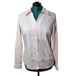 Evan Picone Women's Sz 10 Button Front Tailored Light Pink Dress Shirt Quickcare
